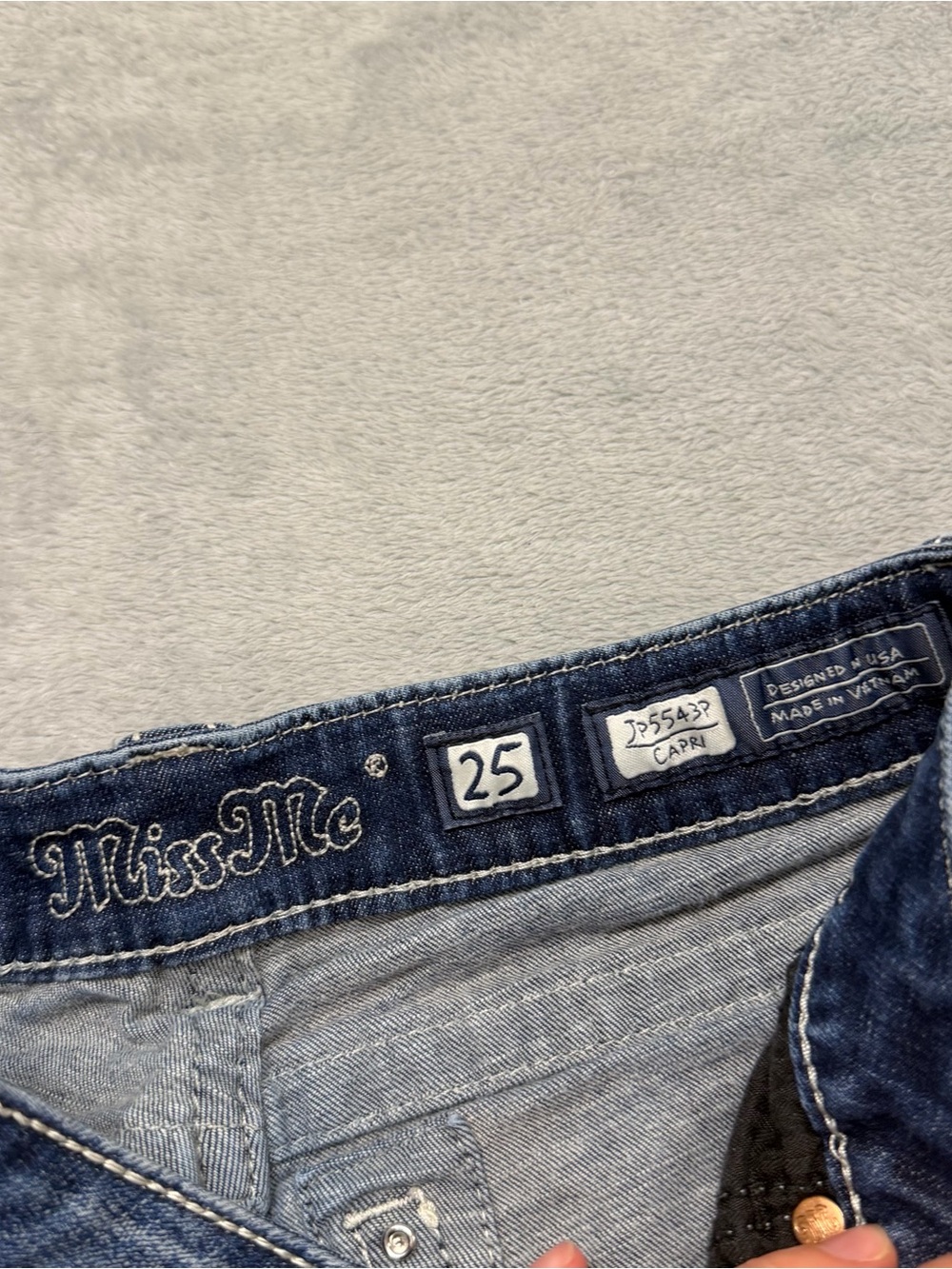 Miss Me Denim Capri Pants Womens Size 25 JP5543P Blue Cotton Floral Jewels - Picture 5 of 13